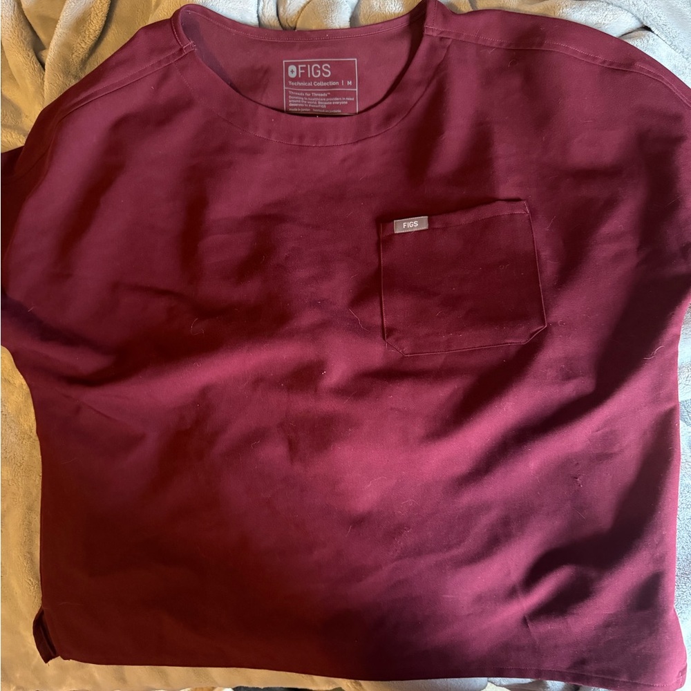 FIGS Burgundy scrub top